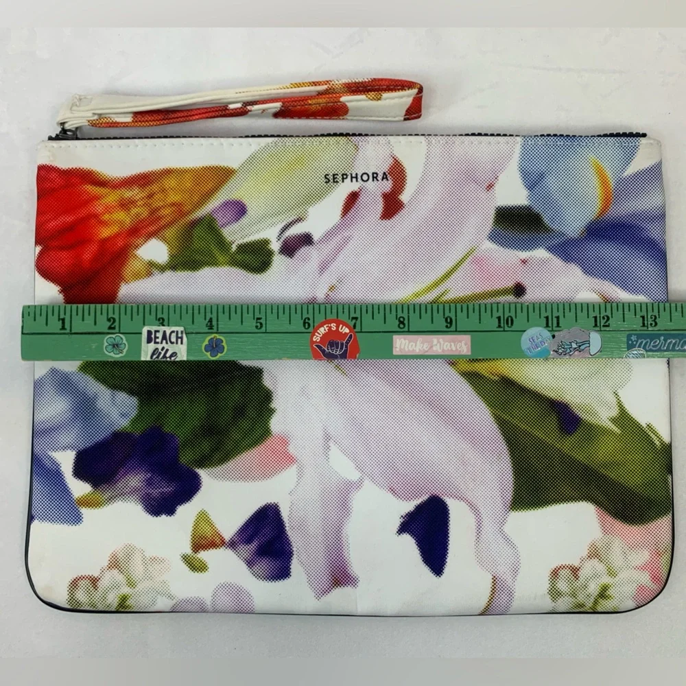 Sephora Cosmetic Travel Bag‎ Makeup Carrying Case Floral Wristlet Tablet 13 x 10